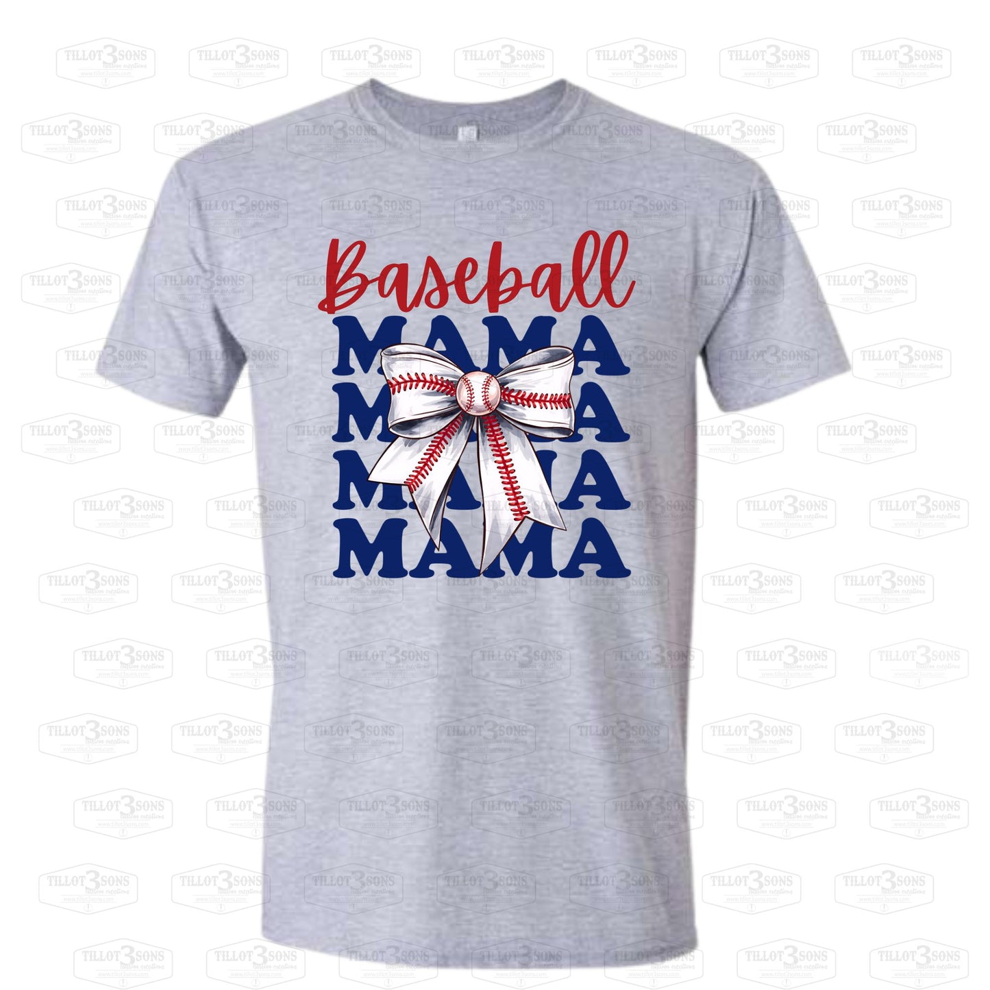 Baseball MAMA with coquette bow - graphics t-shirt