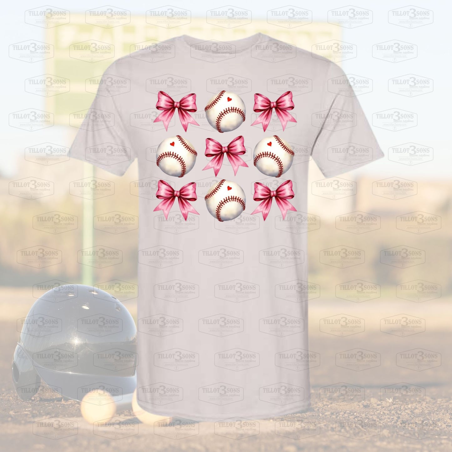 Baseballs and coquette bows t-shirt