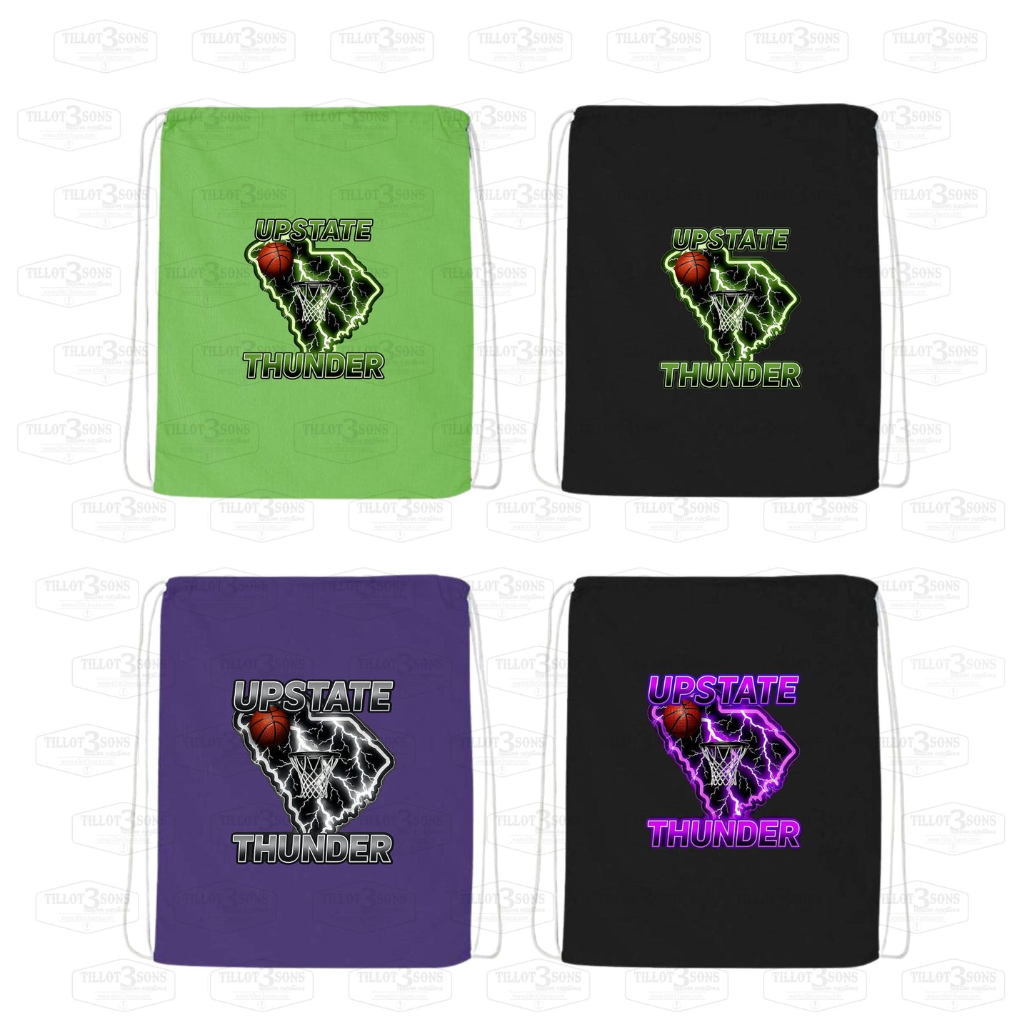 Drawstring Cinch Bags with Upstate Thunder logo