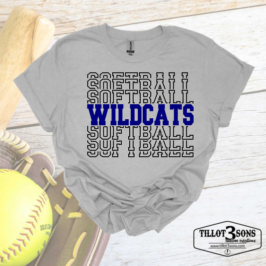 Softball with team name print graphics t-shirt image 0