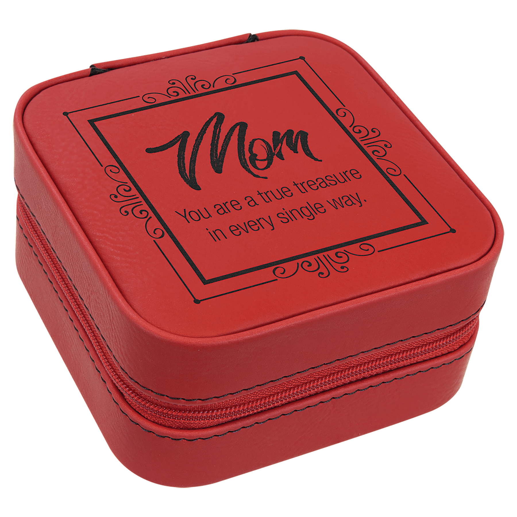 4" X 4" Engraved Leatherette Travel Jewelry Box with Black Lining image 5