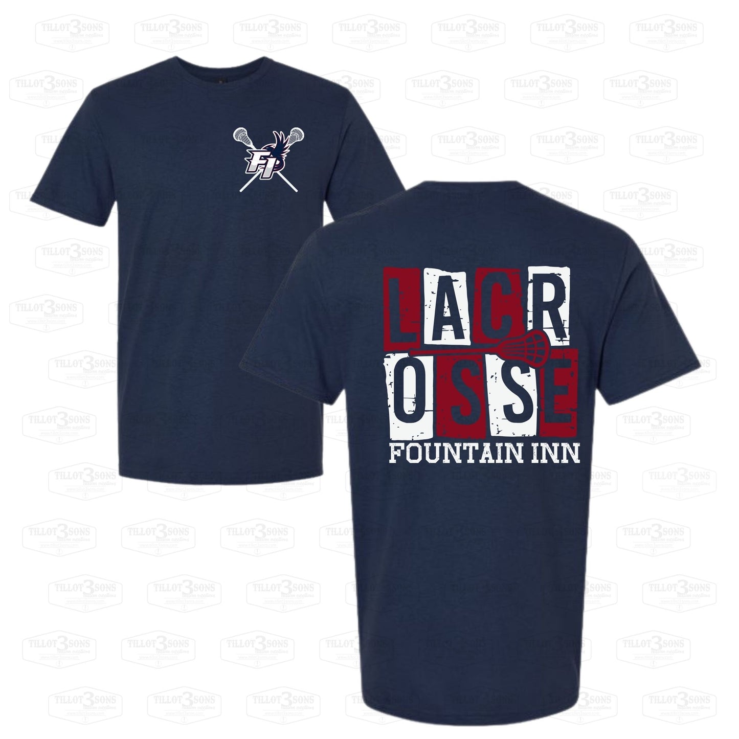 Lacrosse with Fountain Inn Fury logo and school colors