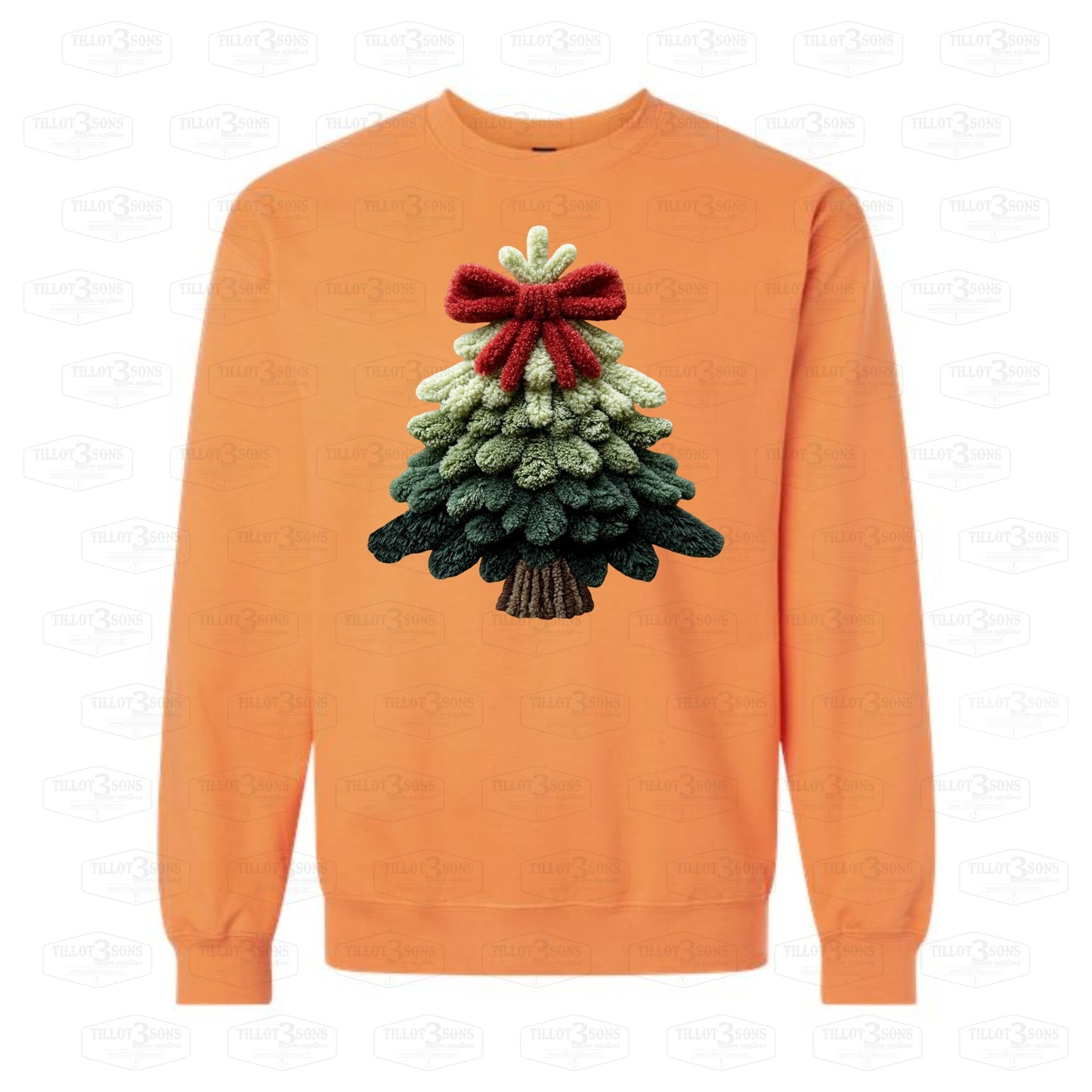 Christmas Tree with Bow - faux yarn design |sweatshirt