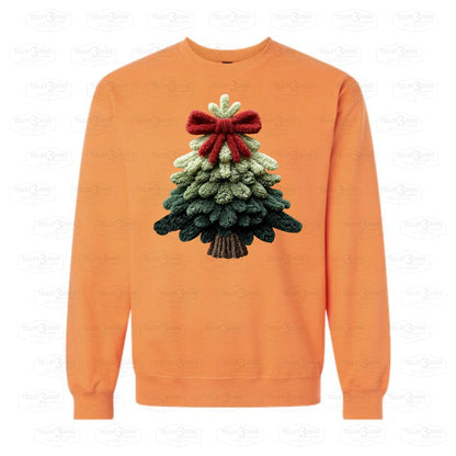 Christmas Tree with Bow - faux yarn design |sweatshirt