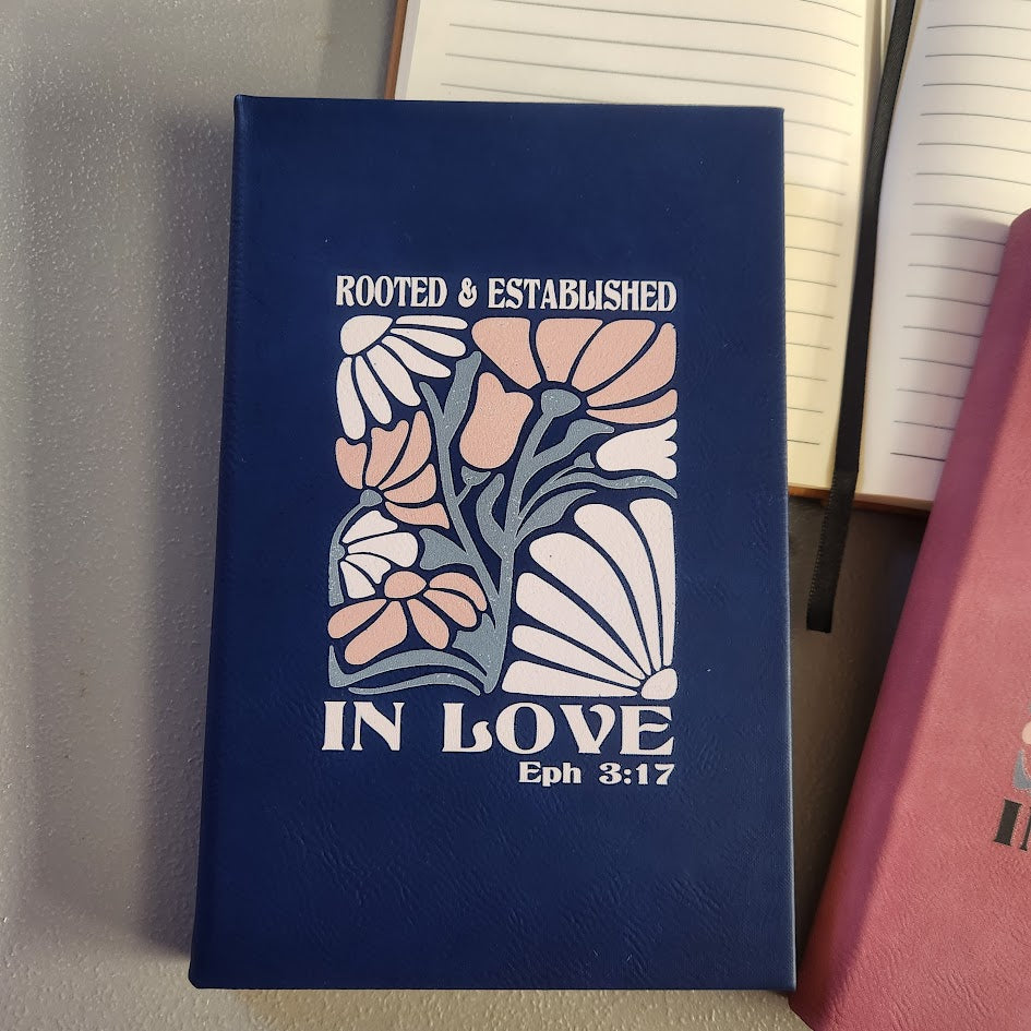 Journal - "Rooted & Established in Love" design printed on front cover