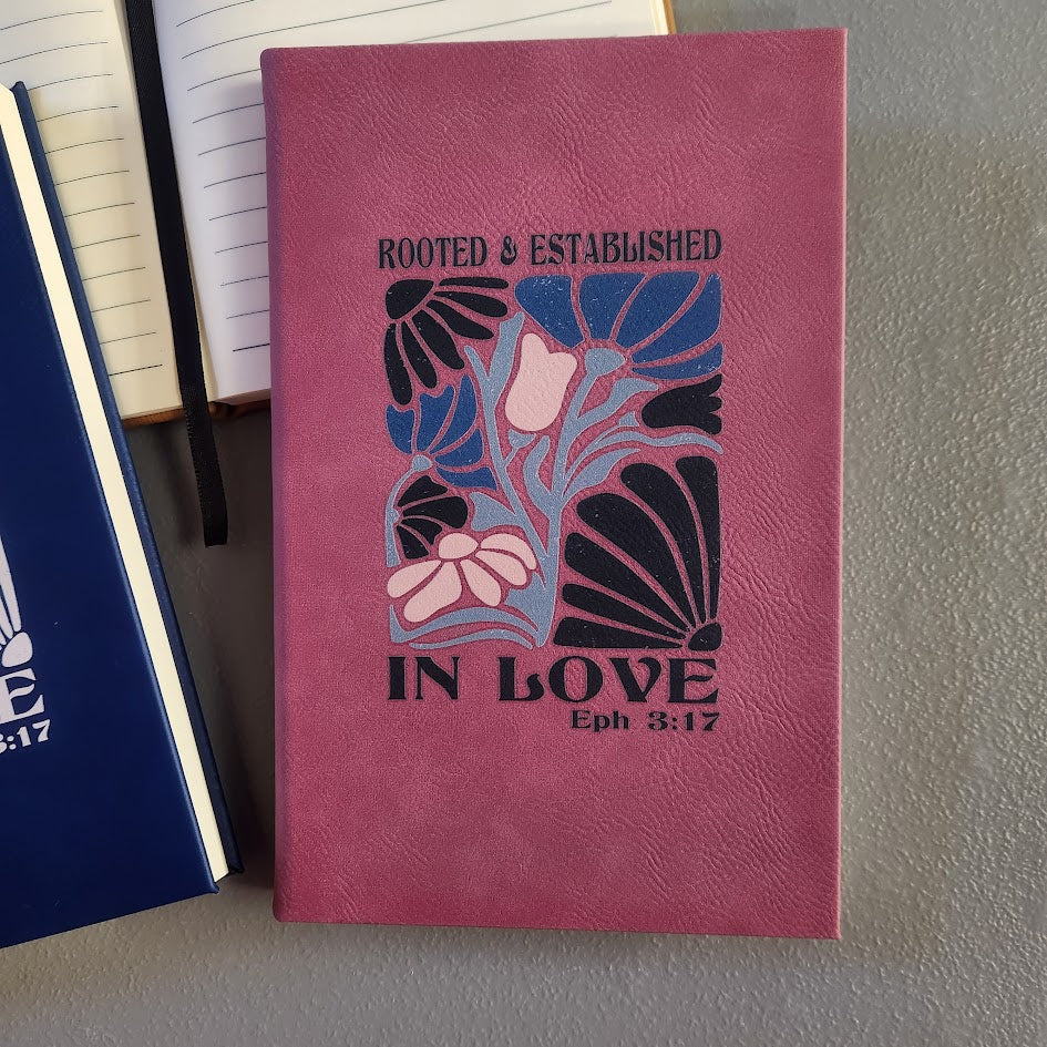 Journal - "Rooted & Established in Love" design printed on front cover