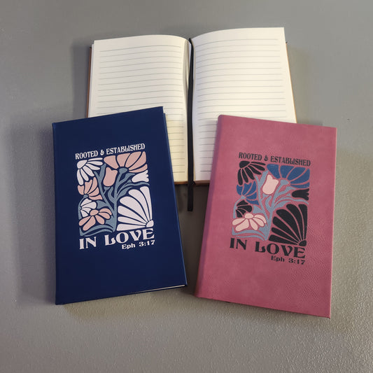Journal - "Rooted & Established in Love" design printed on front cover